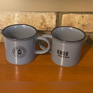 Set of Two Gray Stoneware-Style Knob‎ Creek Bourbon Campfire Mugs